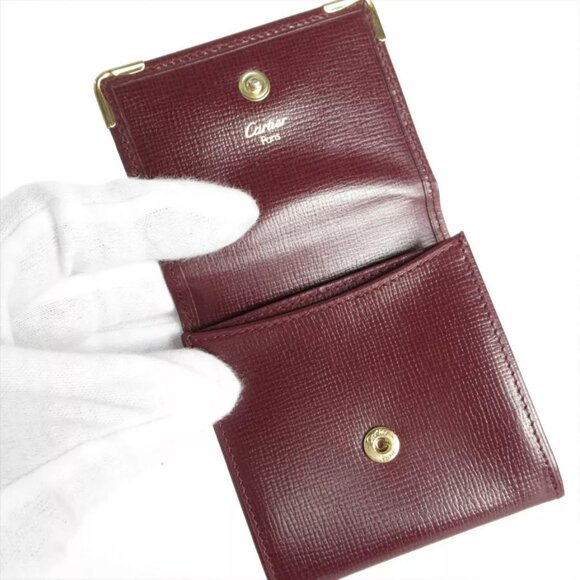 CARTIER Coin case Burgundy leather - Picture 11 of 11
